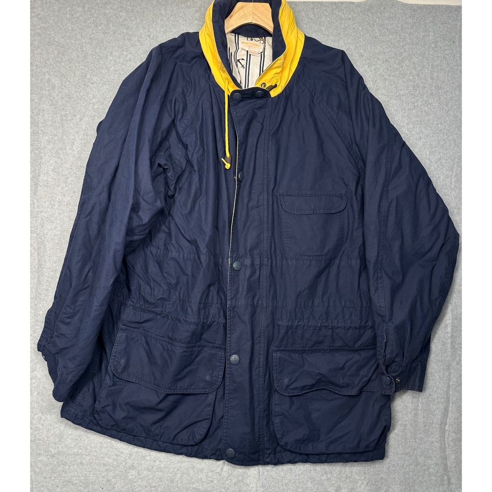 Brooks Brothers Vintage Sailing Jacket Mens XL Navy Blue Cotton Nautical Coat
